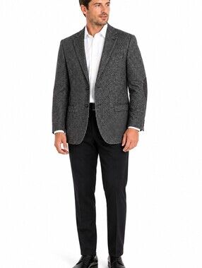 Leishman by Tip Top Gray 100% Wool Tweed Herringbone Men’s Sport Jacket -42R ?